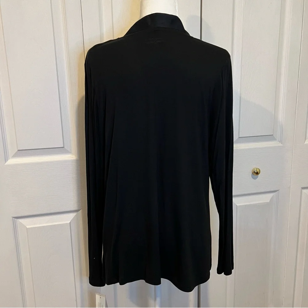 🍋 NWT Charter Club Black Open Front Top with Rhinestones - Petite Large - Picture 4 of 7